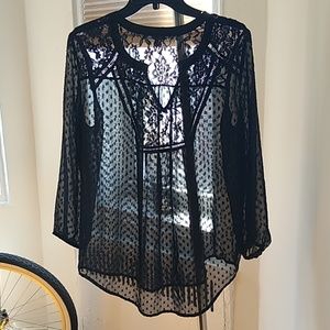 Sheer Lacey Swiss Dot Top